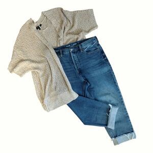 90s Dark VTG Wash Extra High Rise Sky- Hi Straight Cuffed Jeans Size 14